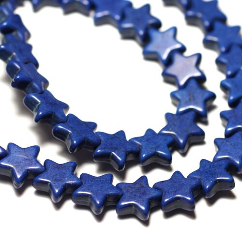 20pc - perles pierre turquoise synthèse reconstituée étoiles 12mm bleu nuit roi - 8741140021037
