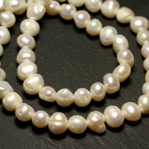 10pc - perles culture eau douce coquillage naturelles boules ovales 6-9mm blanc irisé