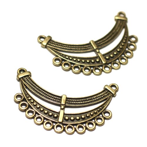 1pc - connecteur perle pendentif collier métal bronze plastron 46mm ethnique fantasy - 8741140021105