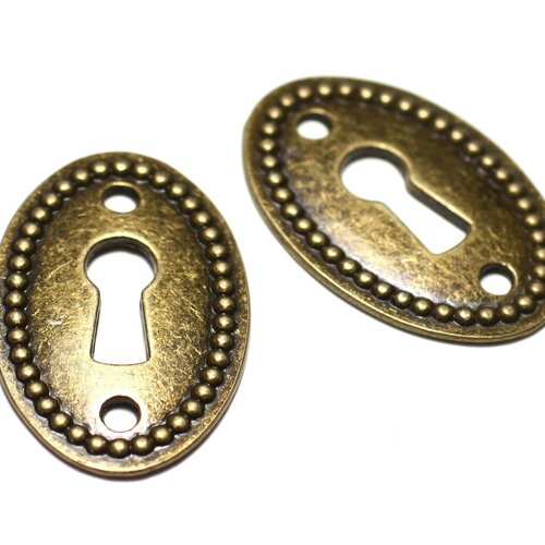 2pc - connecteurs perles pendentifs boucles d'oreilles métal bronze clef serrure 37mm - 8741140021136