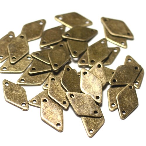 10pc - connecteurs perles pendentifs boucles d'oreilles métal bronze losanges 15mm - 8741140021129