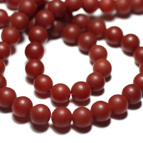 10pc - perles de pierre - cornaline boules 8mm mat sablé givré - 8741140022218