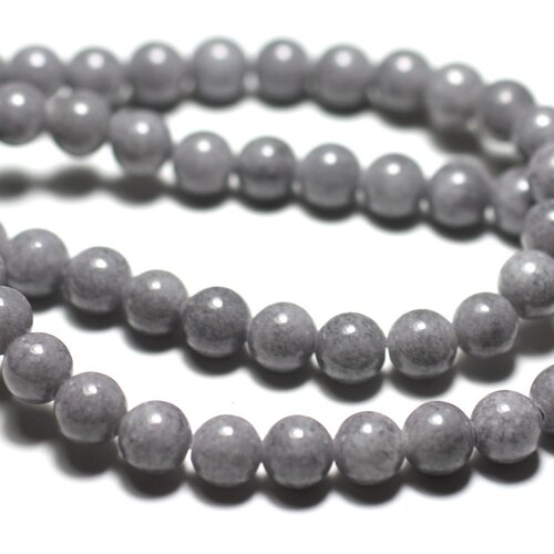 20pc - perles de pierre - jade boules 6mm gris clair souris - 8741140022508