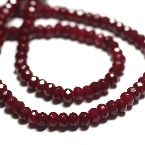 30pc - perles de pierre - jade rondelles facettées 4x2mm rouge bordeaux - 8741140022485