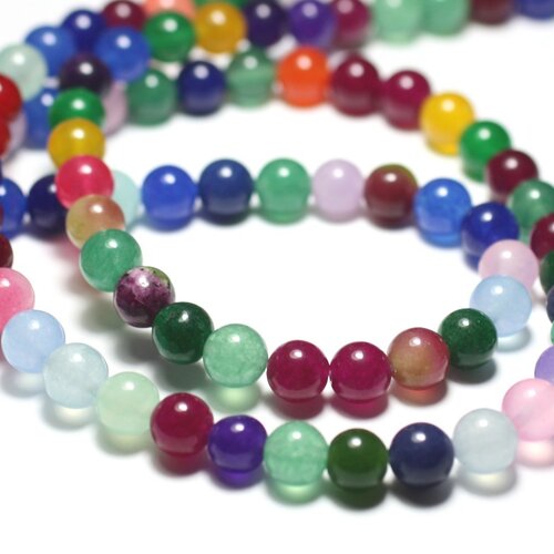 10pc - perles de pierre - jade boules 8mm multicolore - 8741140022478