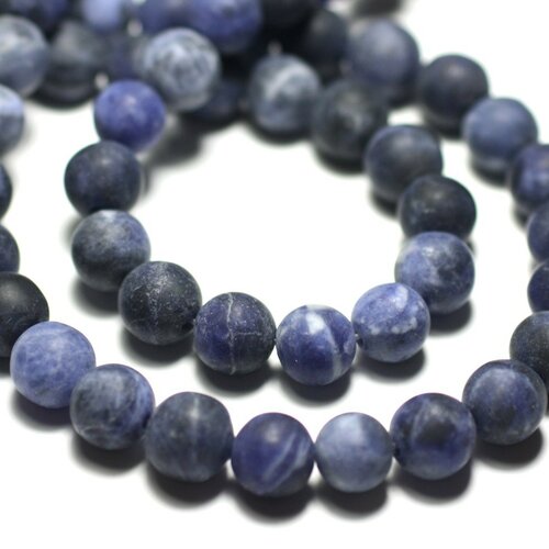 5pc - perles de pierre - sodalite bleu noir boules 8mm mat sablé givré - 8741140022423