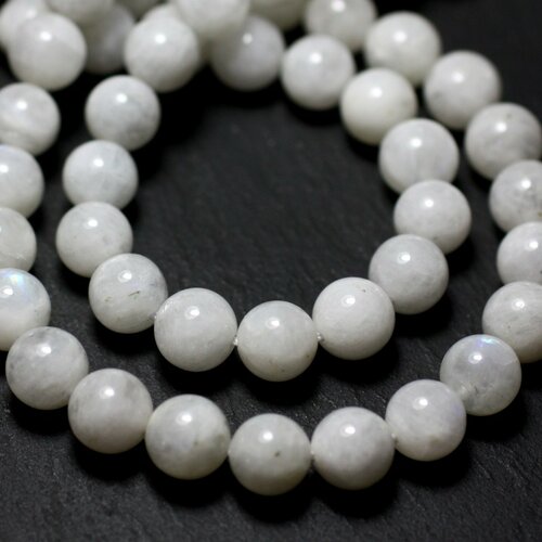 4pc - perles de pierre - pierre de lune blanche arc en ciel boules 7-8mm - 8741140022386