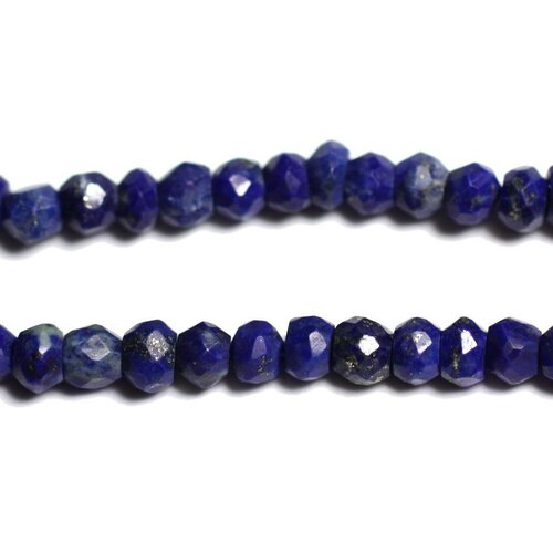 Fil 115pc env - perles de pierre - lapis lazuli rondelles facettées 3x2mm