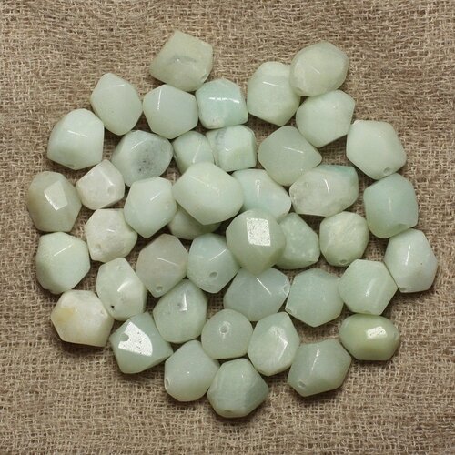 5pc - perles de pierre - amazonite nuggets facettés 10x8mm