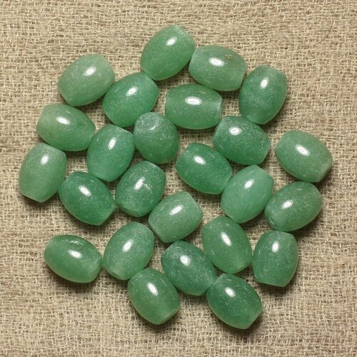 5pc - perles pierre - aventurine verte olives riz 10x8mm
