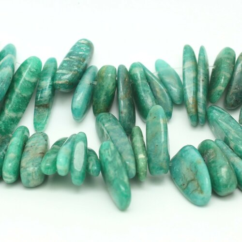 10pc - perles de pierre - chips rocailles batonnets amazonite russie 12-22 mm