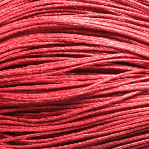 Echeveau 90 mètres environ - fil ficelle corde cordon coton ciré enduit 1mm rouge vif cerise