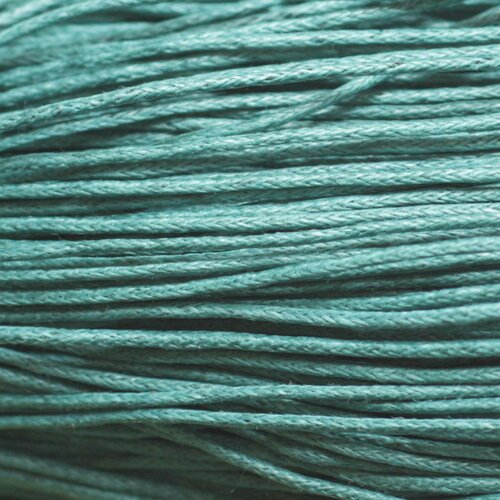 Echeveau 90 mètres environ - fil ficelle corde cordon coton ciré enduit 1mm bleu vert paon canard