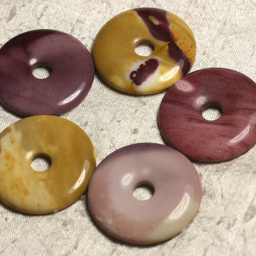 1pc - perle pendentif pierre - rond cercle anneau donut pi 40mm - jaspe mokaite violet rose mauve