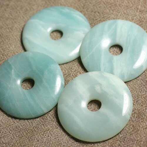 1pc - perle pendentif pierre - rond cercle anneau donut pi 40mm - amazonite vert turquoise blanc