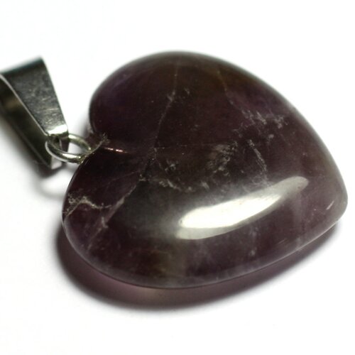 1pc - pendentif pierre - améthyste chevron coeur 20mm avec imperfection