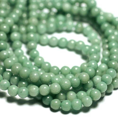 Fil 39cm 95pc environ - perles pierre - jade boules 4mm vert amande pastel