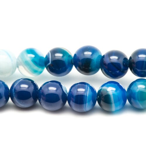 2pc - perles pierre - agate boules 14mm bleu