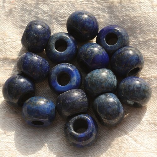 1pc - perle pierre - lapis lazuli rondelle 14x10mm trou 4-5mm bleu nuit roi doré