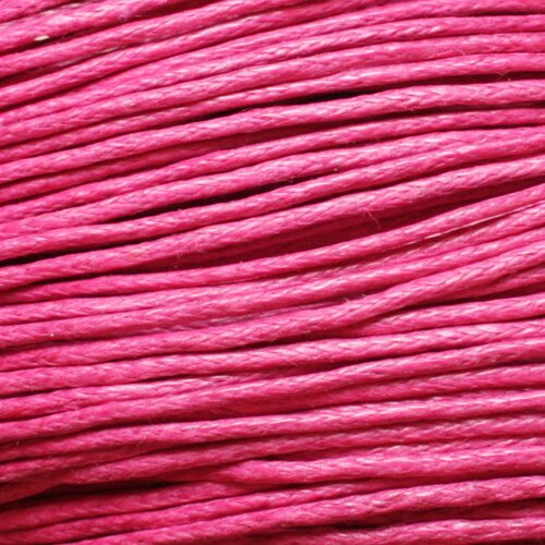 Echeveau 90 mètres environ - fil ficelle corde cordon coton ciré enduit 1mm rose fluo fuchsia