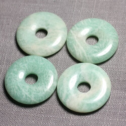 1pc - perle pendentif pierre - rond cercle anneau donut pi 30mm - amazonite vert turquoise blanc