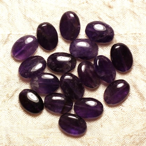 Fil 39cm 28pc environ - perles pierre amethyste ovales 14x10mm violet blanc mauve