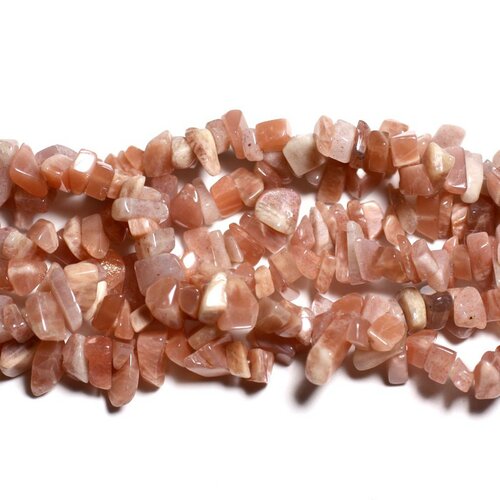140pc environ - perles pierre de soleil rocailles chips 4-10mm rose orange irisé