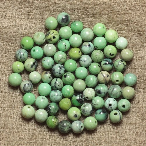 Fil 39cm 96pc environ - perles pierre turquoise naturelle boules 4mm blanc vert turquoise menthe