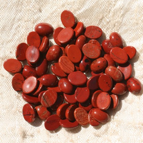 2pc - cabochons pierre jaspe rouge ovales 10x8mm rouge marron brique - 7427039741866