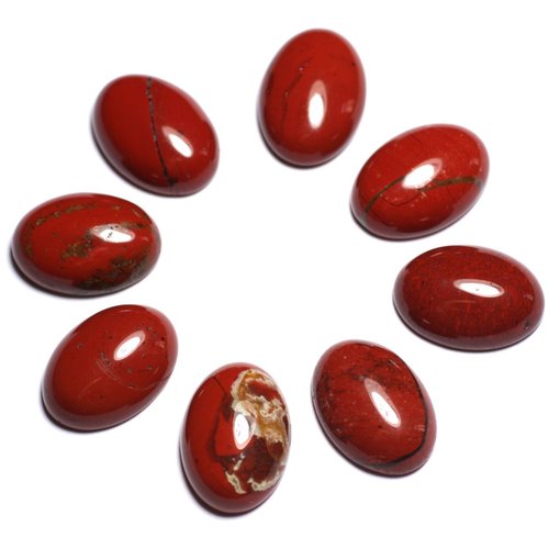 1pc - cabochon pierre jaspe rouge ovale 14x10mm rouge marron brique - 7427039741873