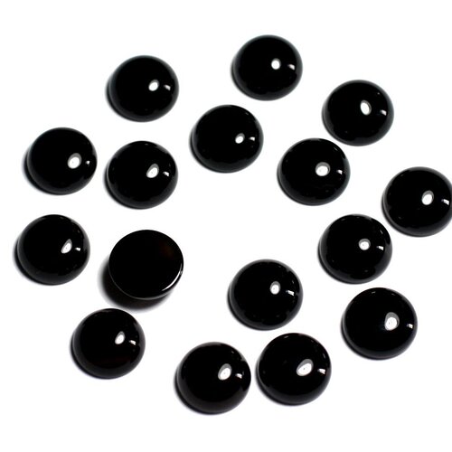 2pc - cabochons pierre onyx noir ronds 8mm