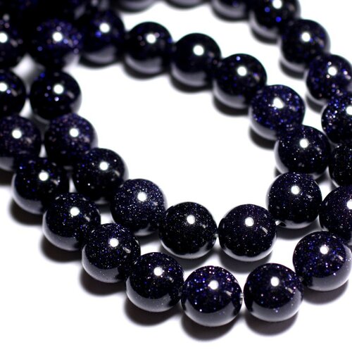 10pc - perles pierre de soleil synthèse galaxy boules 5-6mm bleu nuit noir paillettes