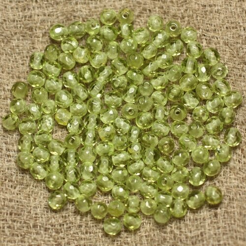 Fil 39cm 143pc environ - perles pierre péridot boules facettées 3mm vert clair anis