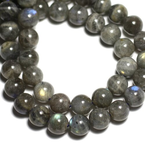 10pc - perles pierre labradorite boules 4mm gris reflets bleus verts