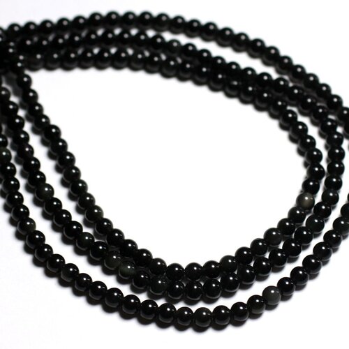 20pc - perles pierre obsidienne noire arc en ciel boules 4mm