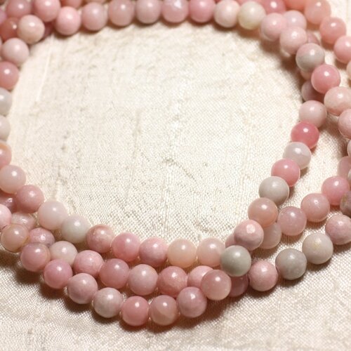 5pc - perles pierre opale rose boules 8mm rose clair pastel bonbon