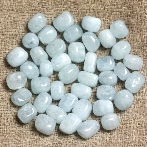 4pc - perles pierre aigue marine nuggets rectangles cubes 6-9mm blanc bleu clair
