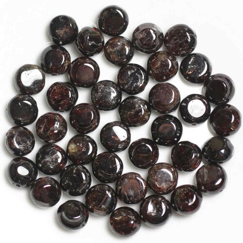 5pc - perles pierre grenat ronds plats palets 8mm rouge bordeaux noir