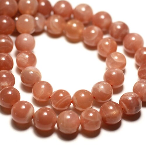 10pc - perles pierre de soleil boules 6mm rose orange irisé