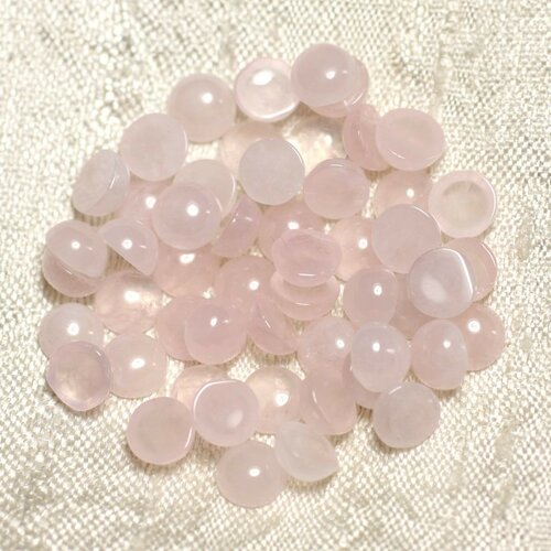 2pc - cabochon pierre - quartz rose rond 6mm rose clair