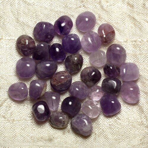 5pc - perles pierre - amethyste nuggets ovales olives 7-10mm violet mauve blanc