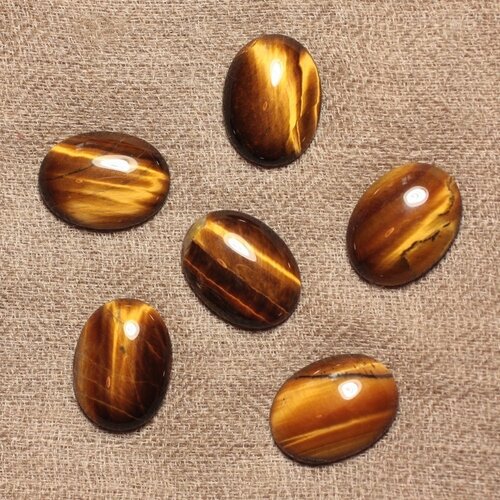 1pc - cabochon pierre oeil de tigre ovale 20x15mm marron doré bronze noir
