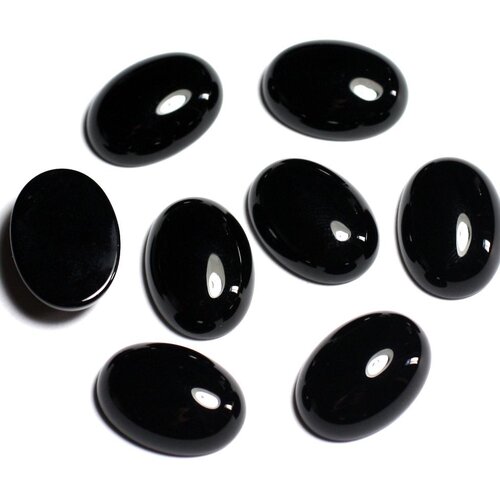 2pc - cabochon pierre onyx noir ovale 14x10mm