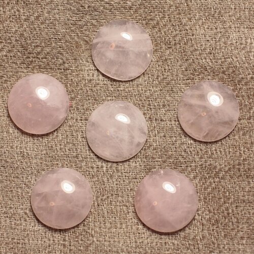 1pc - cabochon pierre quartz rose rond 14mm rose clair transparent