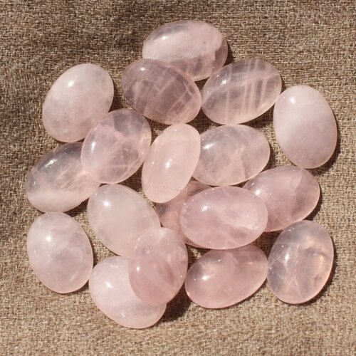 1pc - cabochon pierre quartz rose ovale 18x13mm rose clair transparent