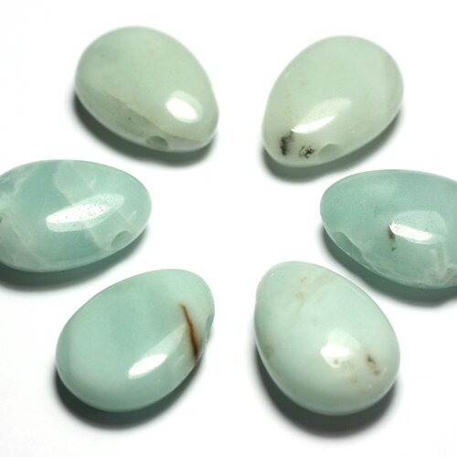 1pc - perle pendentif pierre amazonite grade b imperfections goutte 25mm bleu vert turquoise