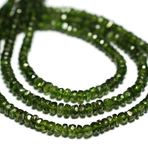 10pc - perles de pierre - tourmaline verte rondelles facettées 2-3mm