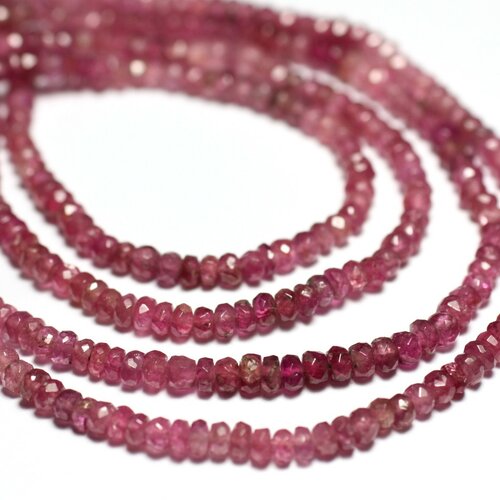 10pc - perles de pierre - tourmaline rose rondelles facettées 2-3mm