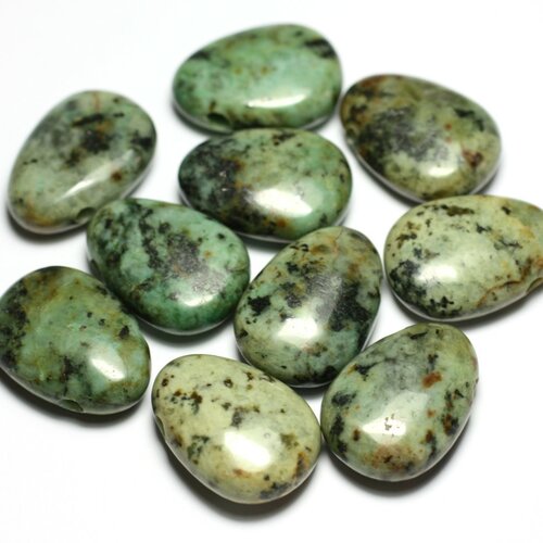1pc - perle pendentif pierre turquoise afrique naturelle goutte 25mm bleu vert marron noir