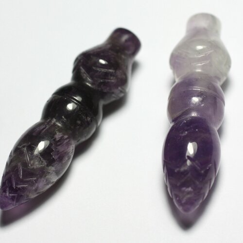 1pc - perle pendentif pendule egyptien thot gravé pierre 46mm amethyste violet mauve